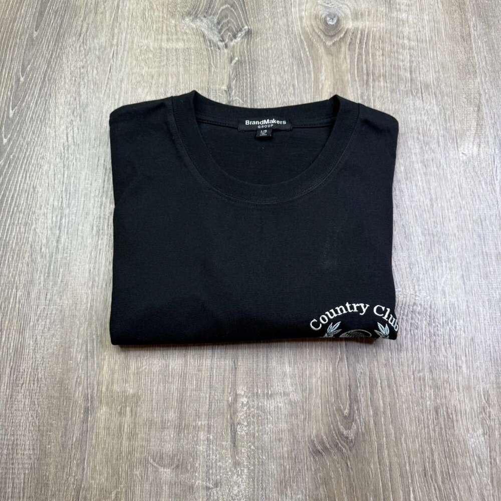 Brand Makers Group Mens Black Country Club Luxury Sports Graphic T-Shirt Size L